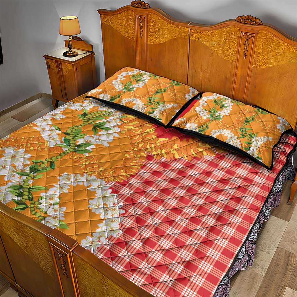 Prince Kuhio Aloha Hawaii Quilt Bed Set Plumeria Ilima Lei Palaka Motifs LT14 - Polynesian Pride