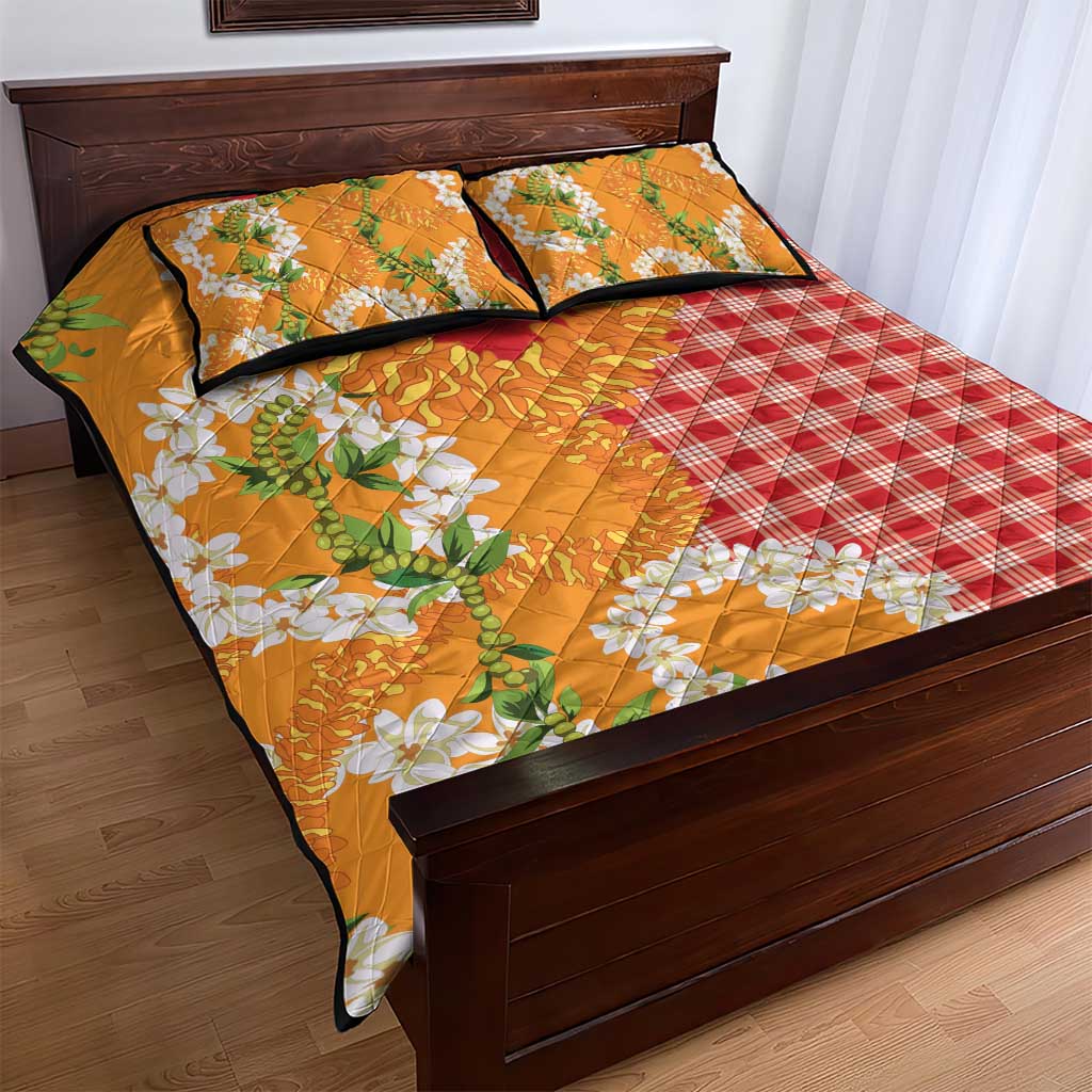 Prince Kuhio Aloha Hawaii Quilt Bed Set Plumeria Ilima Lei Palaka Motifs LT14 - Polynesian Pride