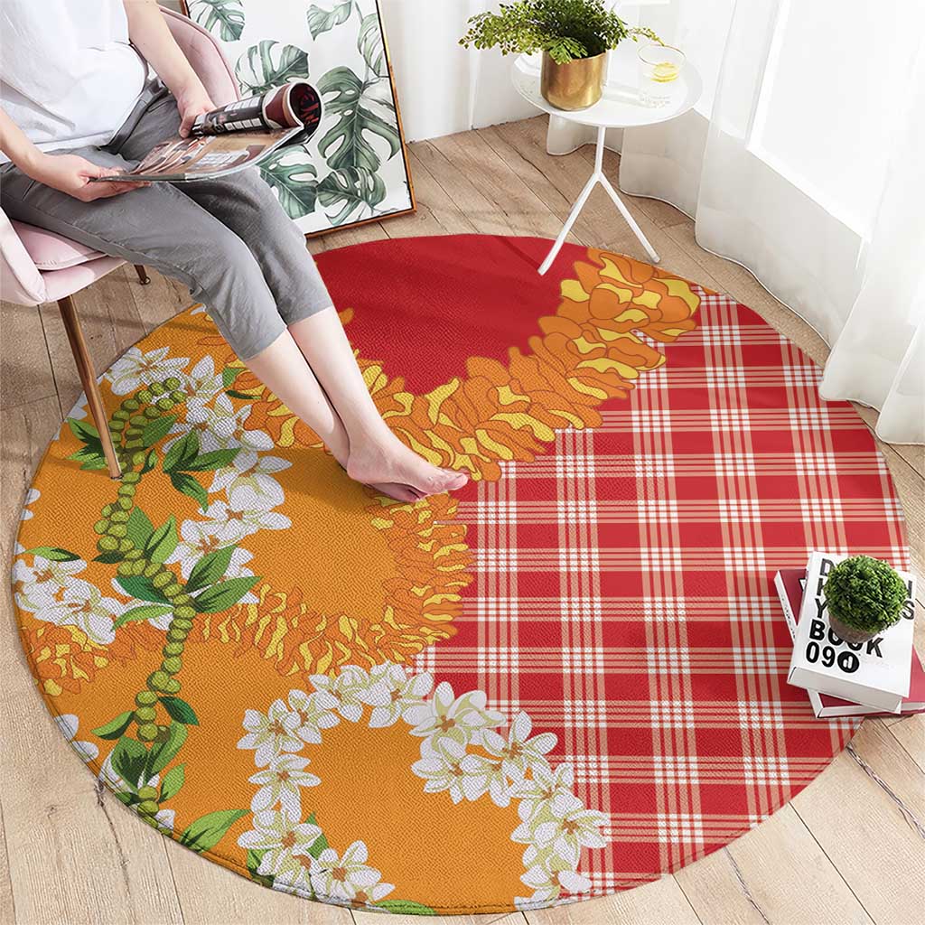Prince Kuhio Aloha Hawaii Round Carpet Plumeria Ilima Lei Palaka Motifs LT14 - Polynesian Pride