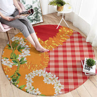 Prince Kuhio Aloha Hawaii Round Carpet Plumeria Ilima Lei Palaka Motifs LT14 - Polynesian Pride