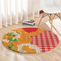 Prince Kuhio Aloha Hawaii Round Carpet Plumeria Ilima Lei Palaka Motifs LT14 - Polynesian Pride
