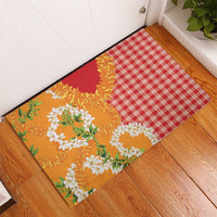 Prince Kuhio Aloha Hawaii Rubber Doormat Plumeria Ilima Lei Palaka Motifs LT14 - Polynesian Pride