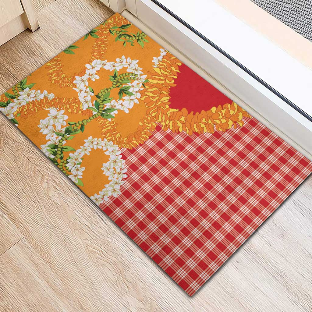 Prince Kuhio Aloha Hawaii Rubber Doormat Plumeria Ilima Lei Palaka Motifs LT14 - Polynesian Pride