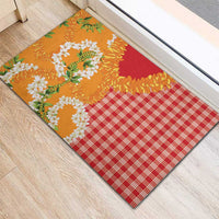 Prince Kuhio Aloha Hawaii Rubber Doormat Plumeria Ilima Lei Palaka Motifs LT14 - Polynesian Pride