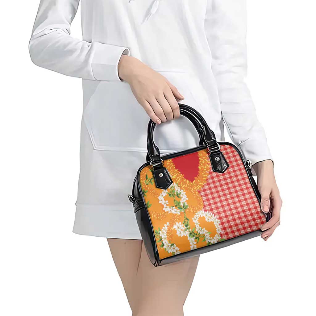 Prince Kuhio Aloha Hawaii Shoulder Handbag Plumeria Ilima Lei Palaka Motifs LT14 - Polynesian Pride