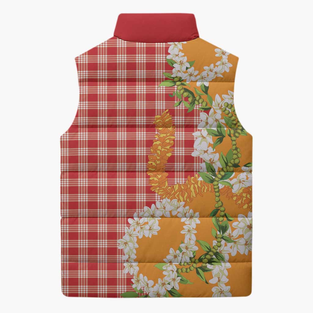 Prince Kuhio Aloha Hawaii Sleeveless Puffer Jacket Plumeria Ilima Lei Palaka Motifs LT14 - Polynesian Pride