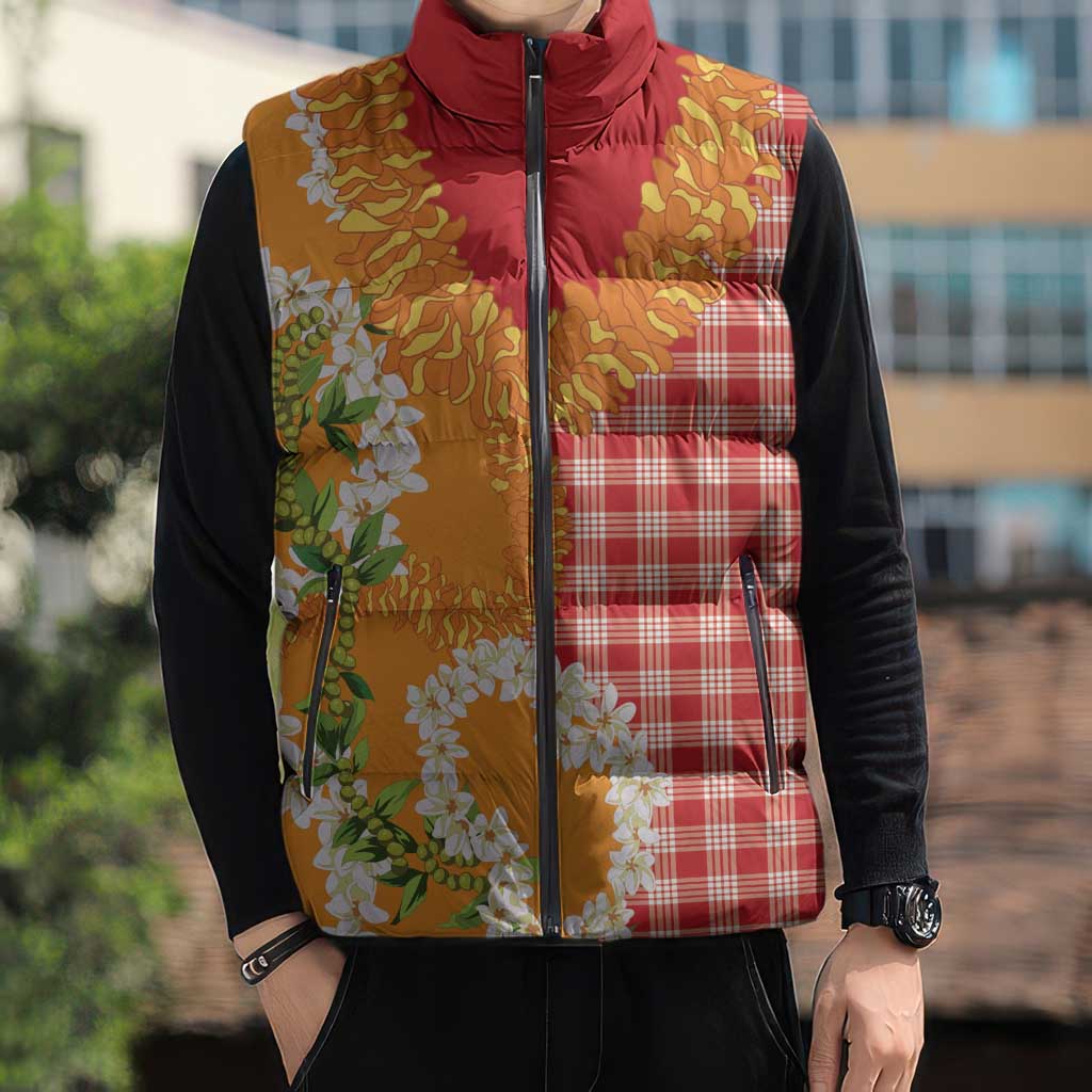 Prince Kuhio Aloha Hawaii Sleeveless Puffer Jacket Plumeria Ilima Lei Palaka Motifs LT14 - Polynesian Pride