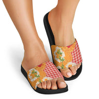 Prince Kuhio Aloha Hawaii Slide Sandals Plumeria Ilima Lei Palaka Motifs LT14 - Polynesian Pride
