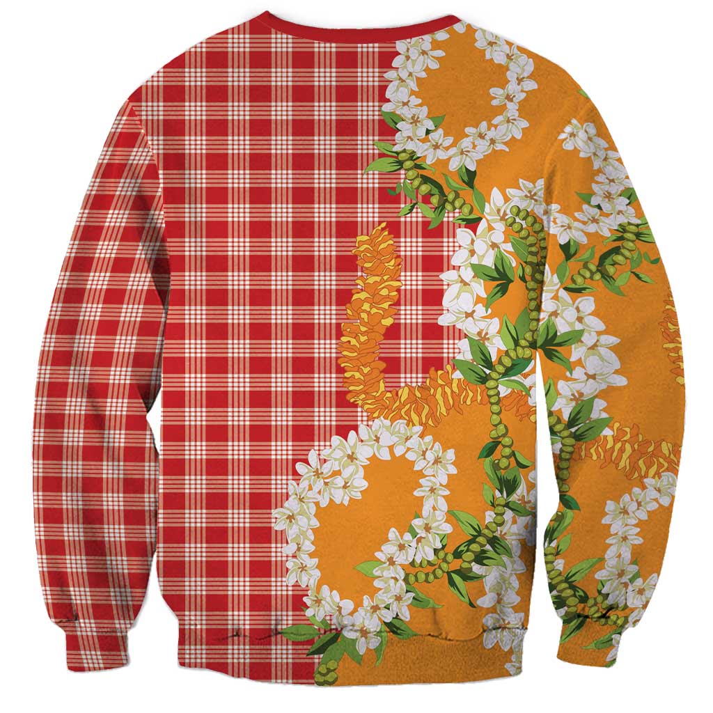 Prince Kuhio Aloha Hawaii Sweatshirt Plumeria Ilima Lei Palaka Motifs LT14 - Polynesian Pride