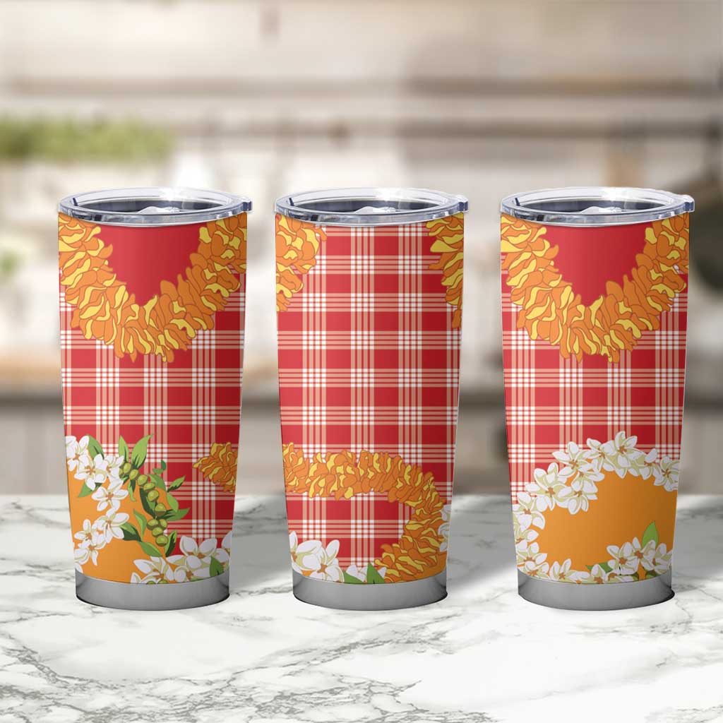 Prince Kuhio Aloha Hawaii Tumbler Cup Plumeria Ilima Lei Palaka Motifs LT14 - Polynesian Pride