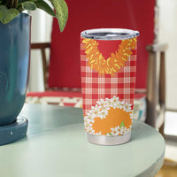 Prince Kuhio Aloha Hawaii Tumbler Cup Plumeria Ilima Lei Palaka Motifs LT14 - Polynesian Pride