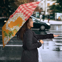 Prince Kuhio Aloha Hawaii Umbrella Plumeria Ilima Lei Palaka Motifs LT14 - Polynesian Pride