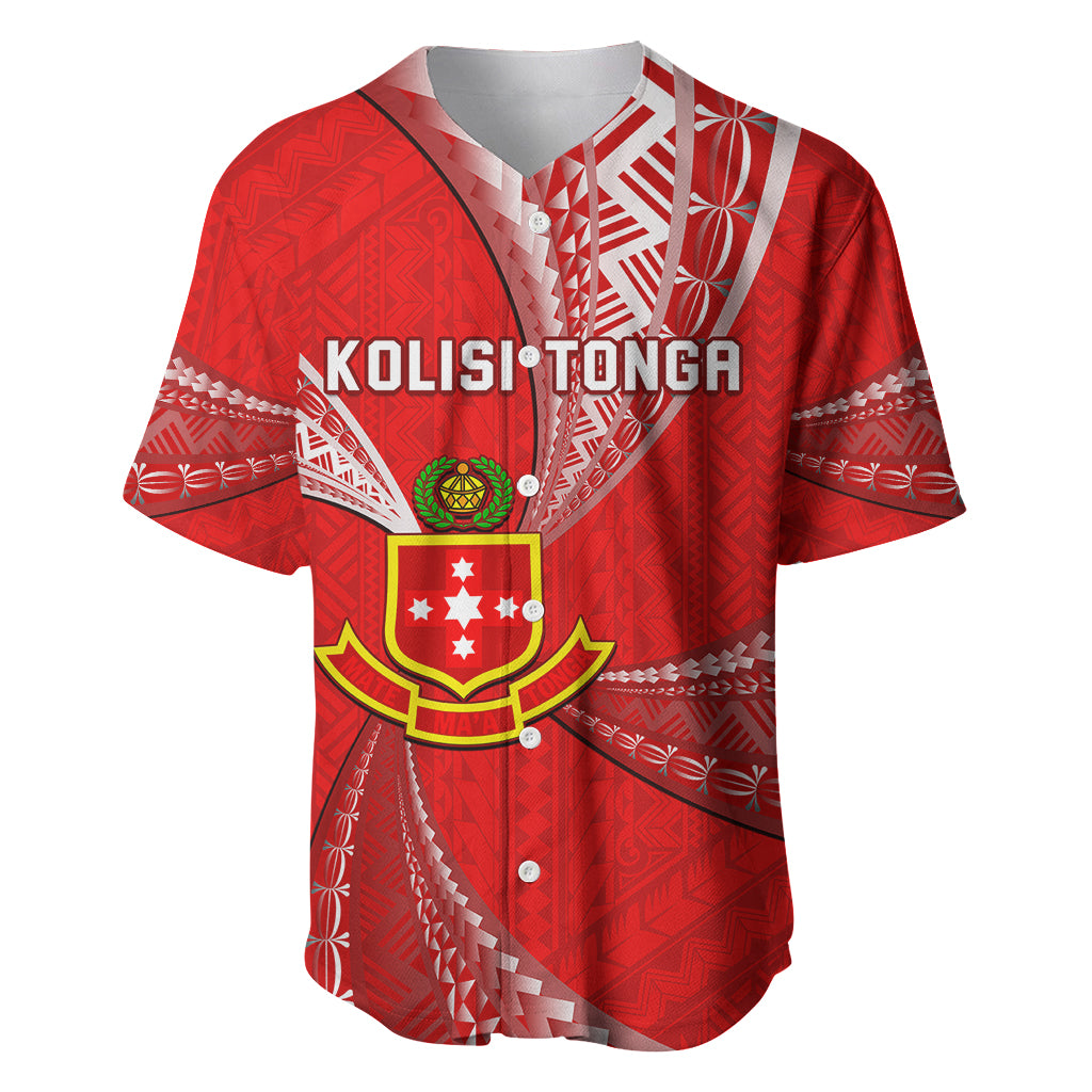 Personalised Tonga College Alete Baseball Jersey Kolisi Tonga Ngatu Pattern LT14 Red - Polynesian Pride