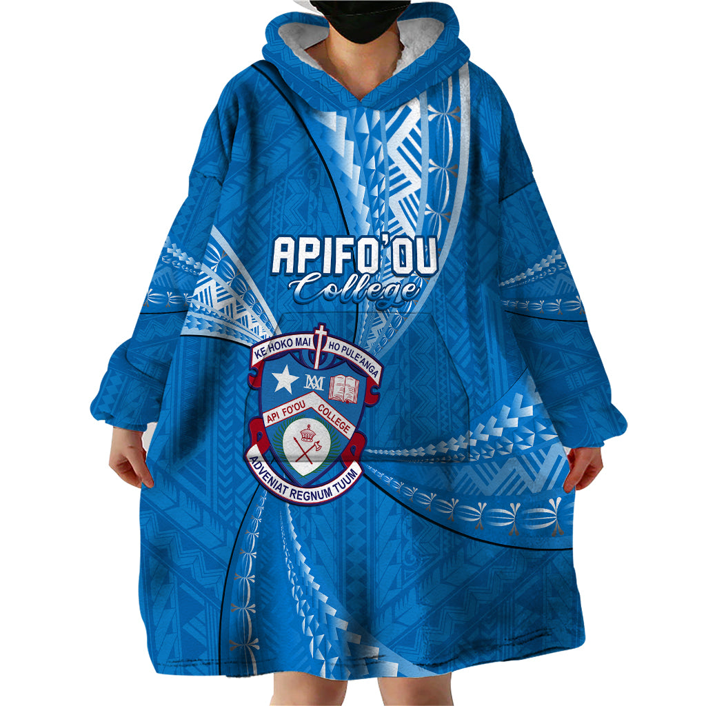 Personalised Tonga Apifoou College Wearable Blanket Hoodie Class Of Year Tongan Ngatu Pattern LT14 - Polynesian Pride