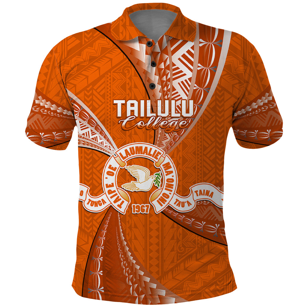 Custom Tonga Tailulu College Polo Shirt Class Of Year Tongan Ngatu Pattern LT14 Orange - Polynesian Pride