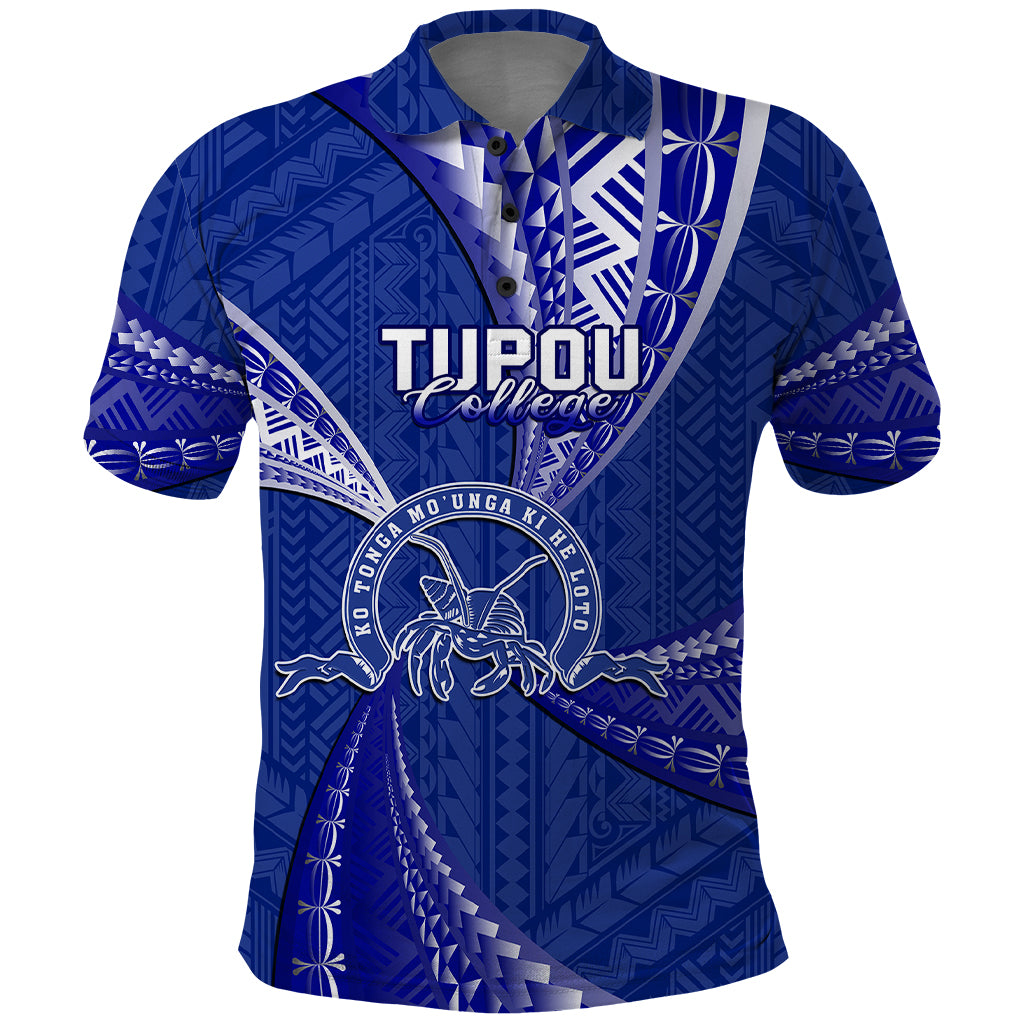 Custom Tonga Tupou College Polo Shirt Tongan Ngatu Pattern LT14 Blue - Polynesian Pride