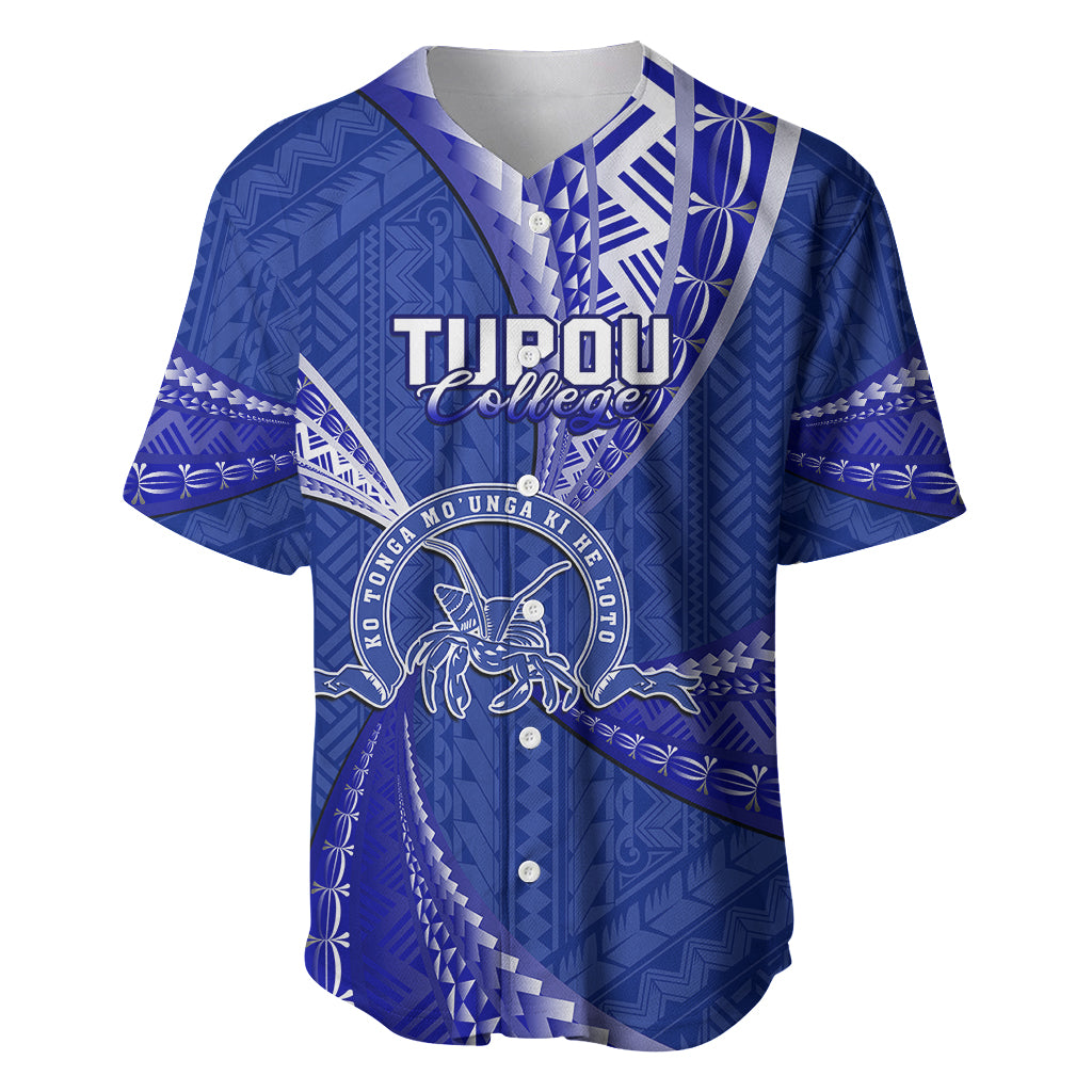 Personalised Tonga Tupou College Baseball Jersey Class Of Year Tongan Ngatu Pattern LT14 Blue - Polynesian Pride