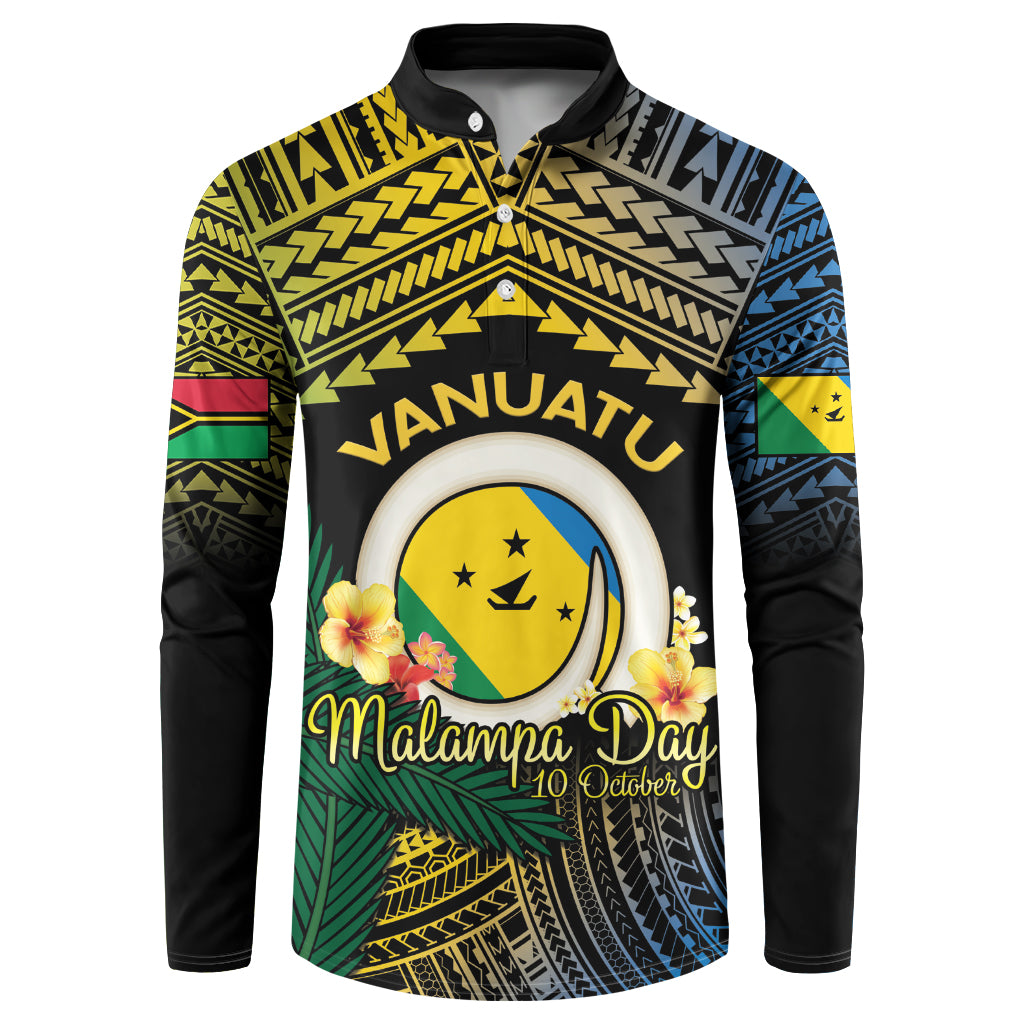 Personalised Malampa Day Button Sweatshirt Vanuatu Provinces Polynesian Pattern LT14 Black - Polynesian Pride