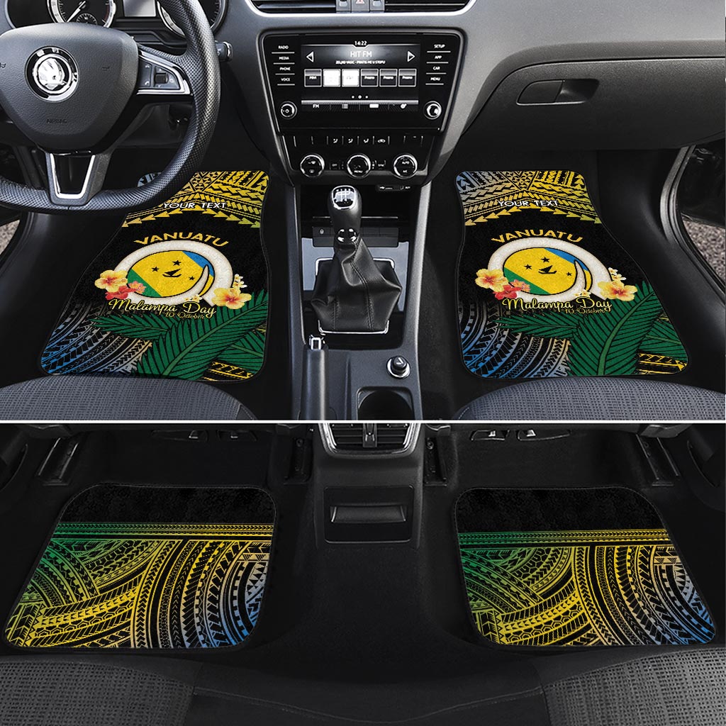 Personalised Malampa Day Car Mats Vanuatu Provinces Polynesian Pattern LT14 Set 4pcs Black - Polynesian Pride