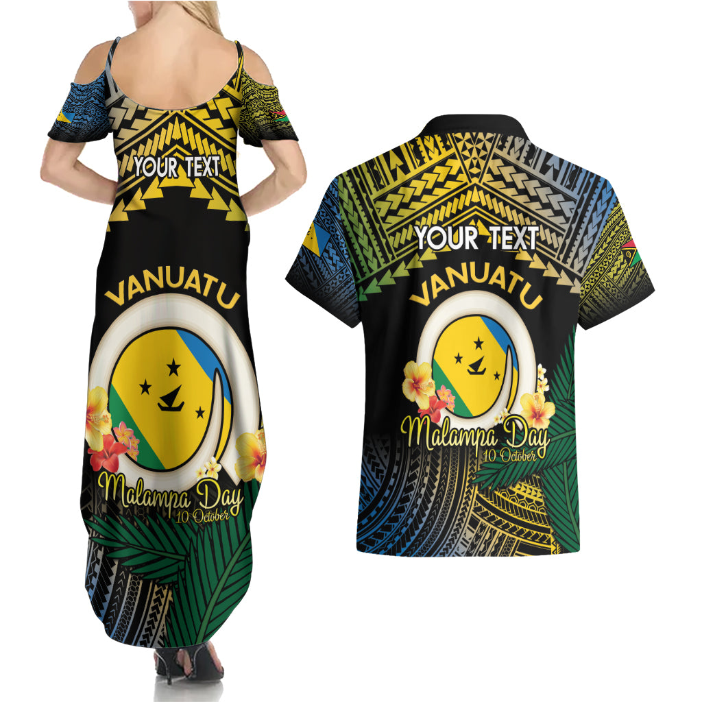 Personalised Malampa Day Couples Matching Summer Maxi Dress and Hawaiian Shirt Vanuatu Provinces Polynesian Pattern LT14 - Polynesian Pride