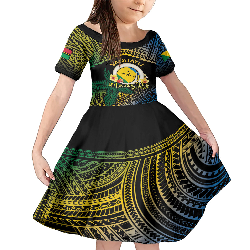 Personalised Malampa Day Family Matching Mermaid Dress and Hawaiian Shirt Vanuatu Provinces Polynesian Pattern LT14 Daughter's Dress Black - Polynesian Pride