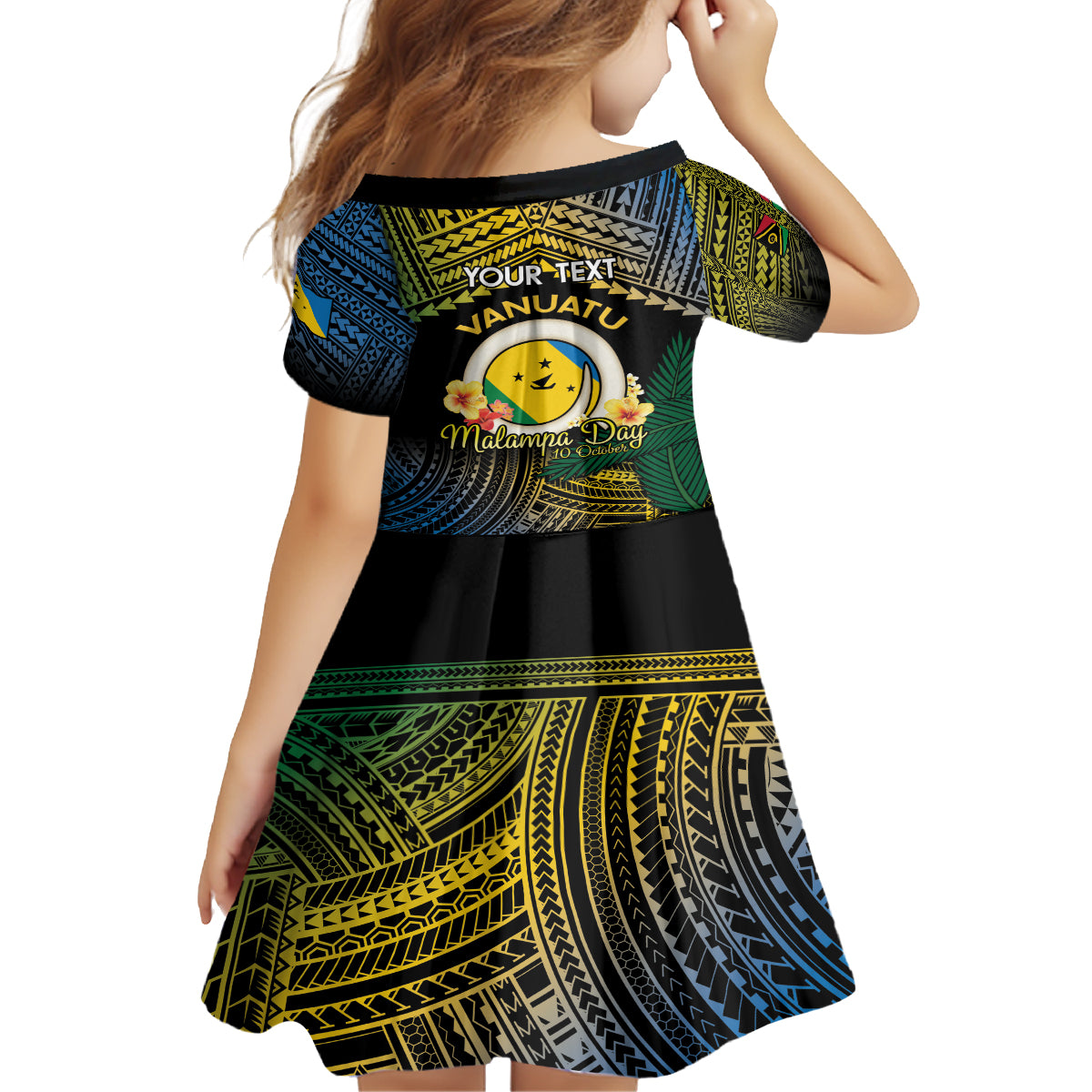 Personalised Malampa Day Family Matching Off The Shoulder Long Sleeve Dress and Hawaiian Shirt Vanuatu Provinces Polynesian Pattern