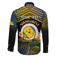Personalised Malampa Day Family Matching Off The Shoulder Long Sleeve Dress and Hawaiian Shirt Vanuatu Provinces Polynesian Pattern