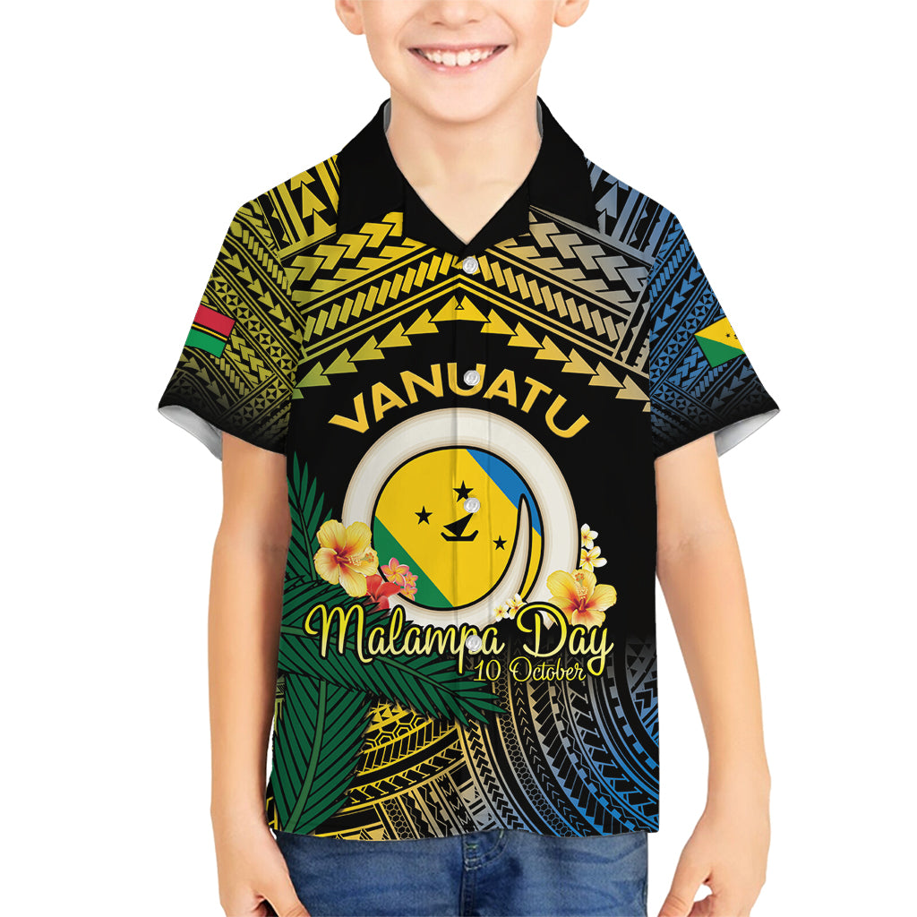 Personalised Malampa Day Family Matching Off Shoulder Maxi Dress and Hawaiian Shirt Vanuatu Provinces Polynesian Pattern
