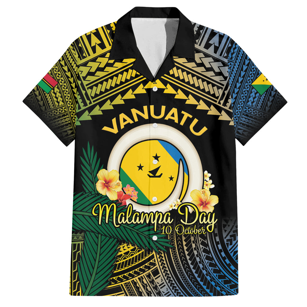Personalised Malampa Day Family Matching Tank Maxi Dress and Hawaiian Shirt Vanuatu Provinces Polynesian Pattern LT14 Dad's Shirt - Short Sleeve Black - Polynesian Pride