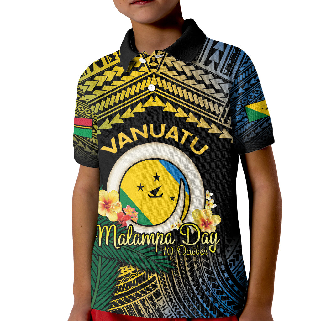 Personalised Malampa Day Kid Polo Shirt Vanuatu Provinces Polynesian Pattern
