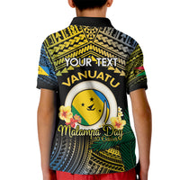 Personalised Malampa Day Kid Polo Shirt Vanuatu Provinces Polynesian Pattern