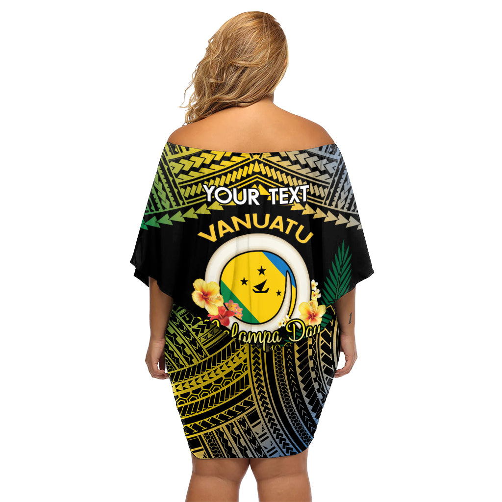 Personalised Malampa Day Off Shoulder Short Dress Vanuatu Provinces Polynesian Pattern LT14 - Polynesian Pride