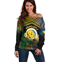 Personalised Malampa Day Off Shoulder Sweater Vanuatu Provinces Polynesian Pattern