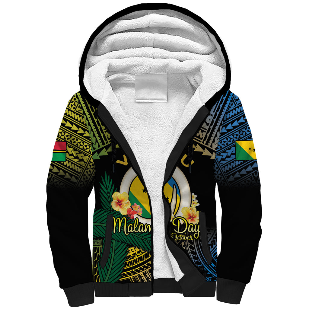 Personalised Malampa Day Sherpa Hoodie Vanuatu Provinces Polynesian Pattern