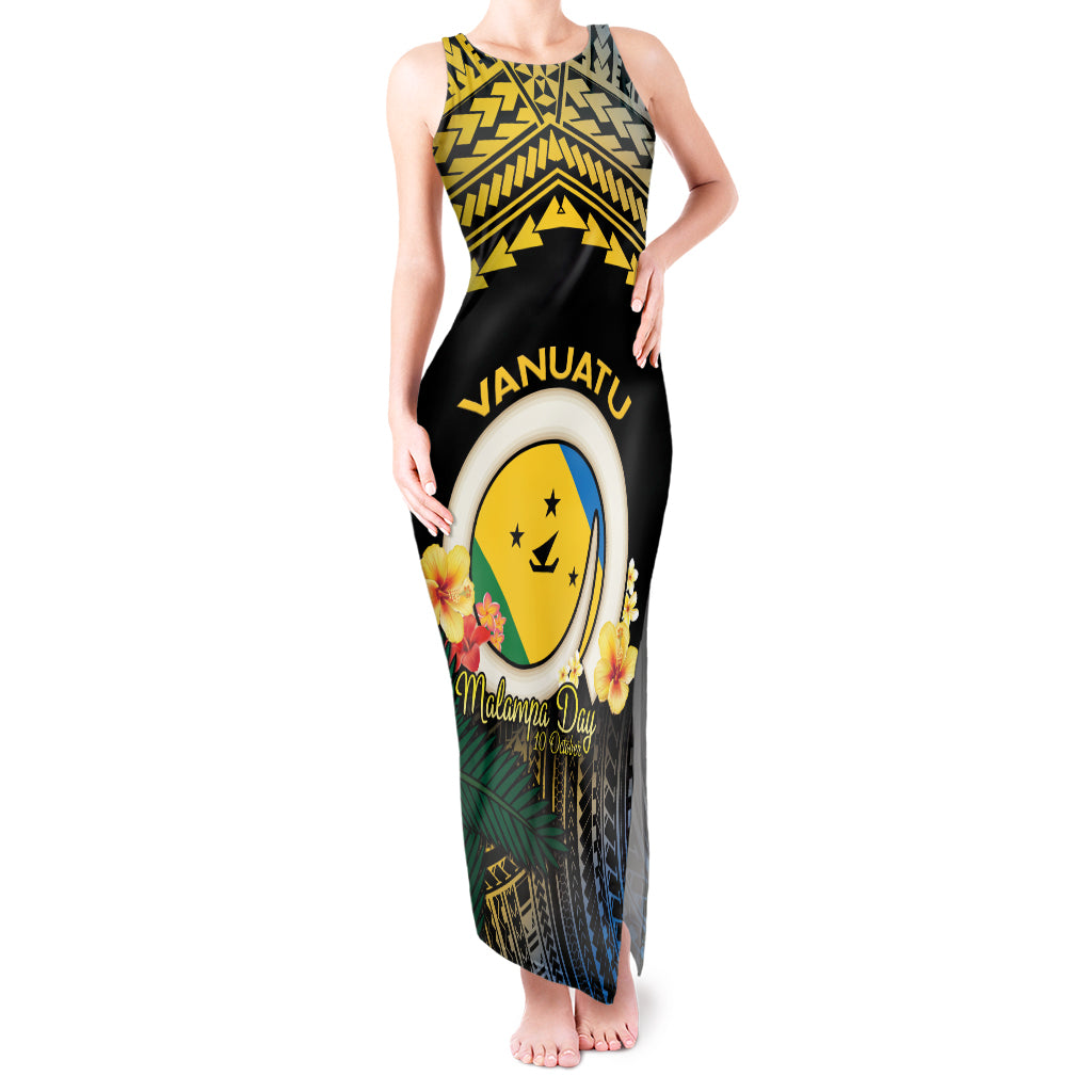 Personalised Malampa Day Tank Maxi Dress Vanuatu Provinces Polynesian Pattern LT14 Women Black - Polynesian Pride