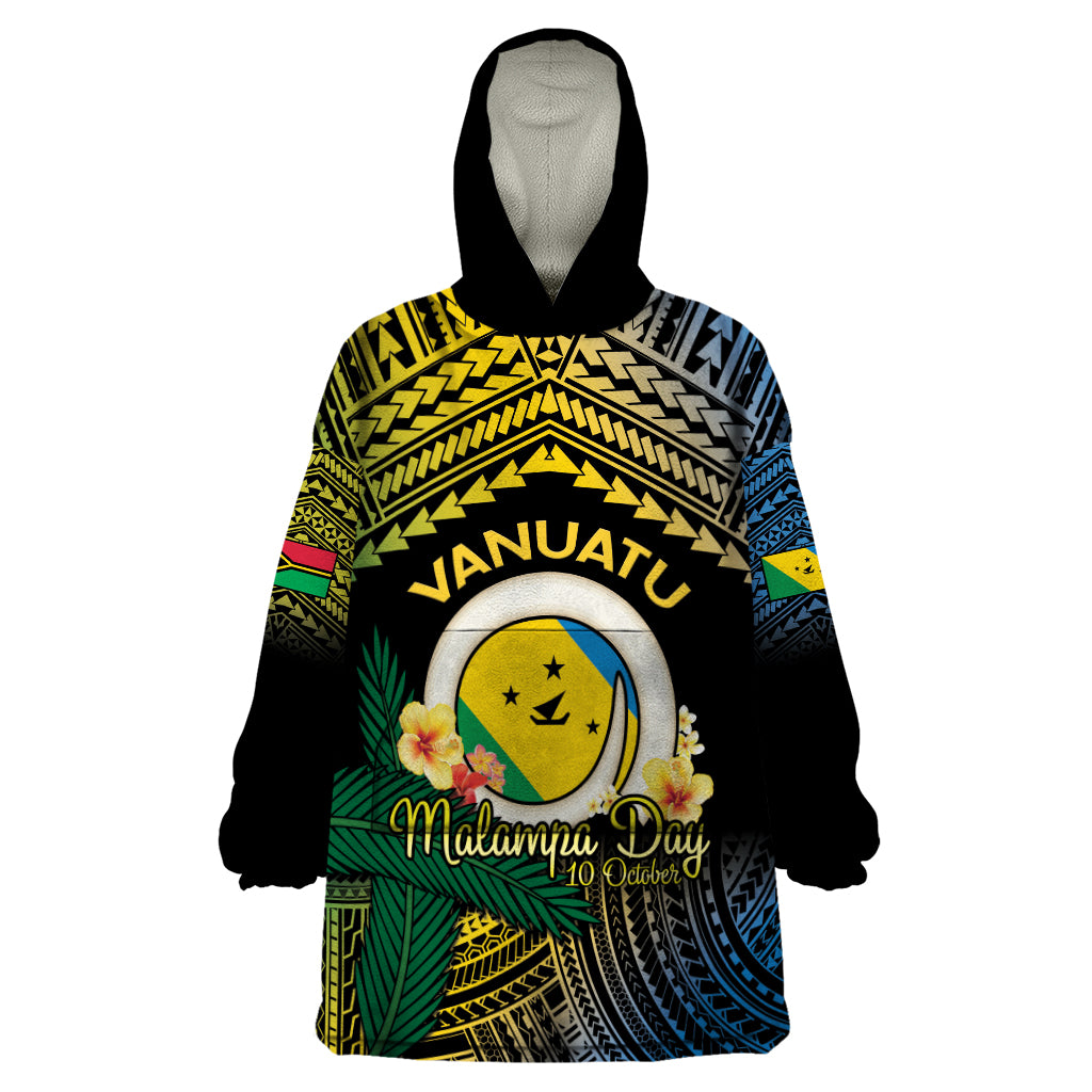 Personalised Malampa Day Wearable Blanket Hoodie Vanuatu Provinces Polynesian Pattern