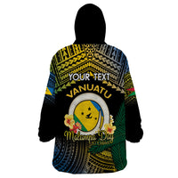 Personalised Malampa Day Wearable Blanket Hoodie Vanuatu Provinces Polynesian Pattern