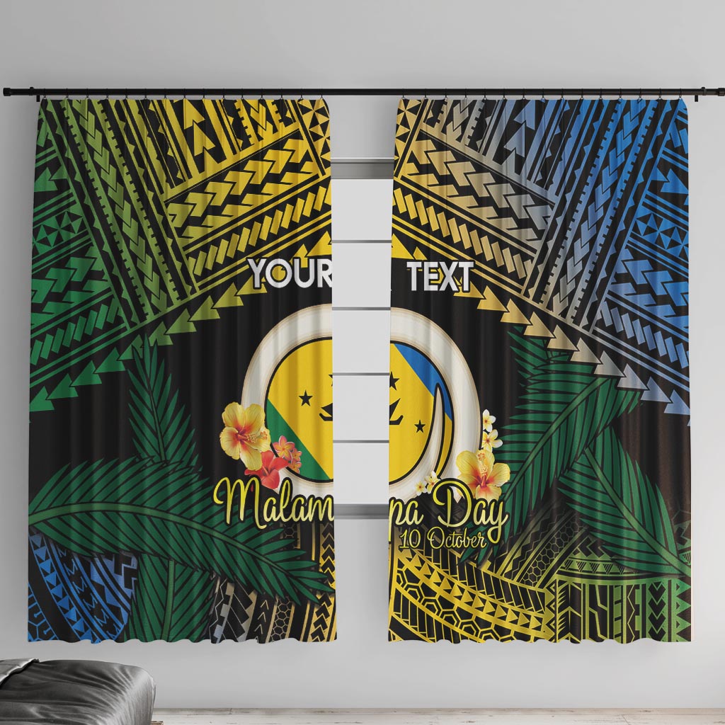 Personalised Malampa Day Window Curtain Vanuatu Provinces Polynesian Pattern LT14 With Hooks Black - Polynesian Pride