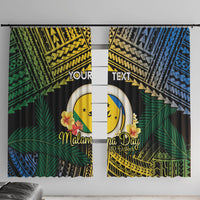 Personalised Malampa Day Window Curtain Vanuatu Provinces Polynesian Pattern LT14 With Hooks Black - Polynesian Pride