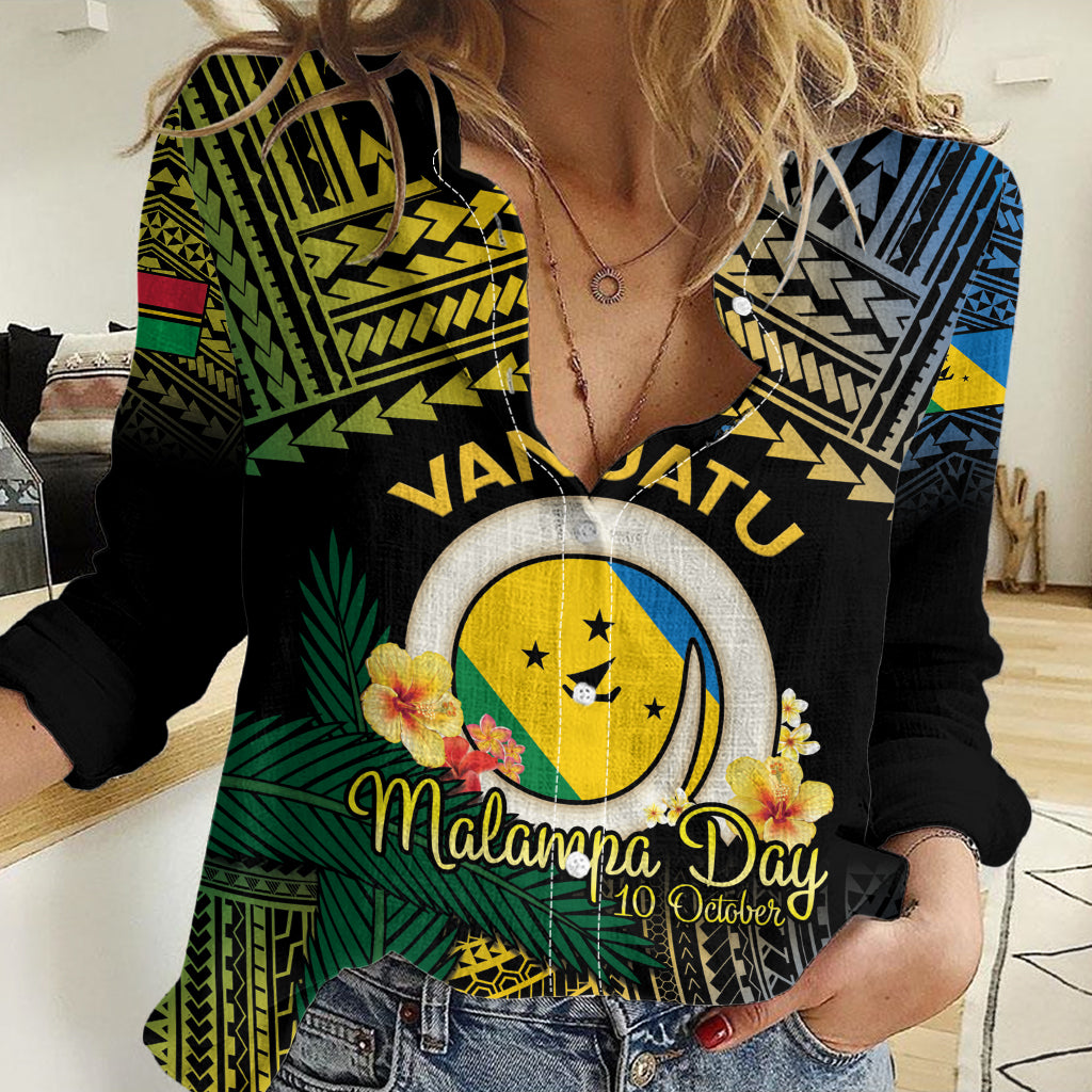 Personalised Malampa Day Women Casual Shirt Vanuatu Provinces Polynesian Pattern