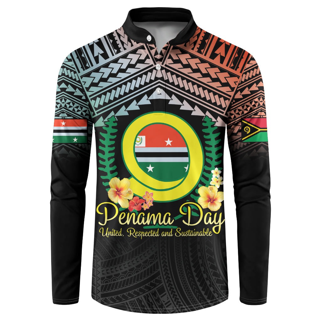 Personalised Penama Day Button Sweatshirt Vanuatu Provinces Polynesian Pattern