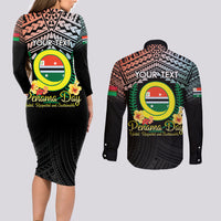 Personalised Penama Day Couples Matching Long Sleeve Bodycon Dress and Long Sleeve Button Shirt Vanuatu Provinces Polynesian Pattern LT14 - Polynesian Pride