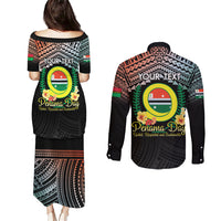 Personalised Penama Day Couples Matching Puletasi and Long Sleeve Button Shirt Vanuatu Provinces Polynesian Pattern LT14 - Polynesian Pride