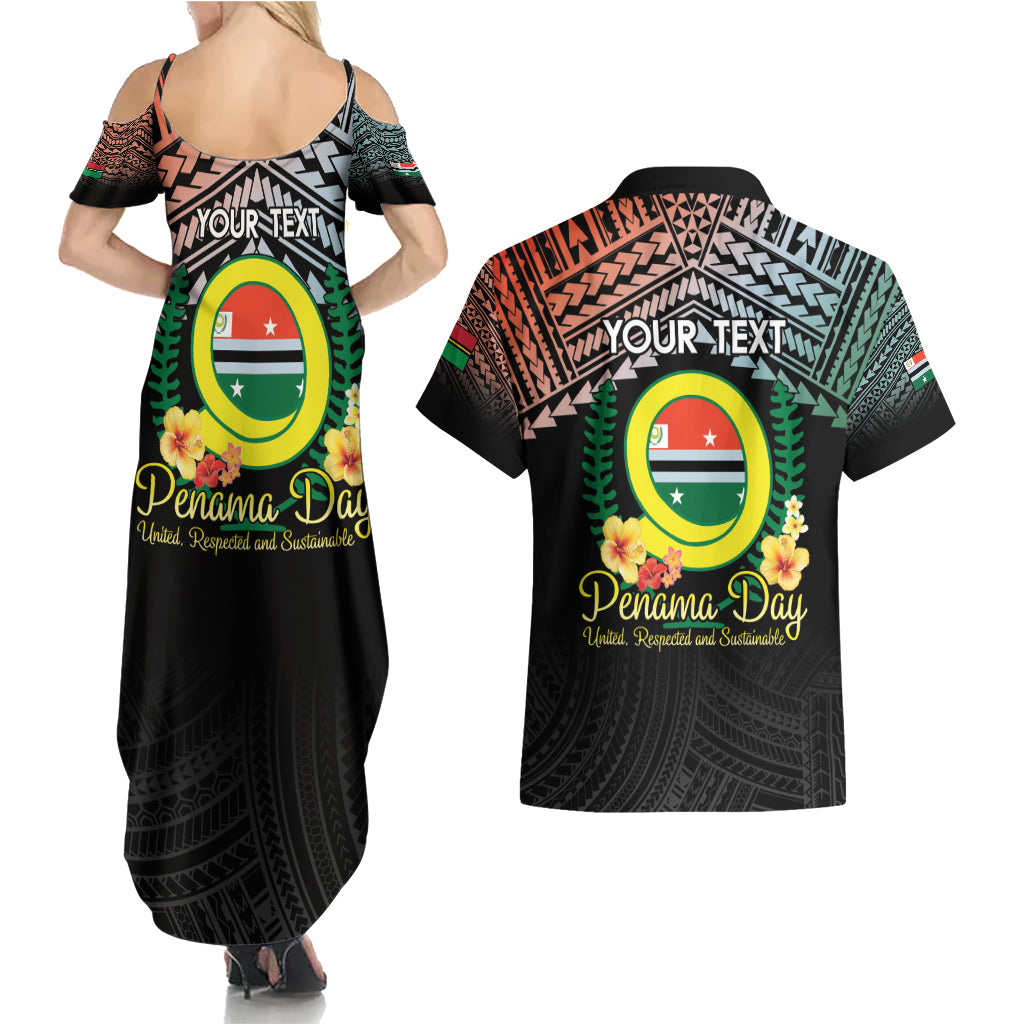 Personalised Penama Day Couples Matching Summer Maxi Dress and Hawaiian Shirt Vanuatu Provinces Polynesian Pattern LT14 - Polynesian Pride