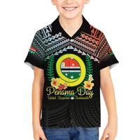 Personalised Penama Day Family Matching Off The Shoulder Long Sleeve Dress and Hawaiian Shirt Vanuatu Provinces Polynesian Pattern