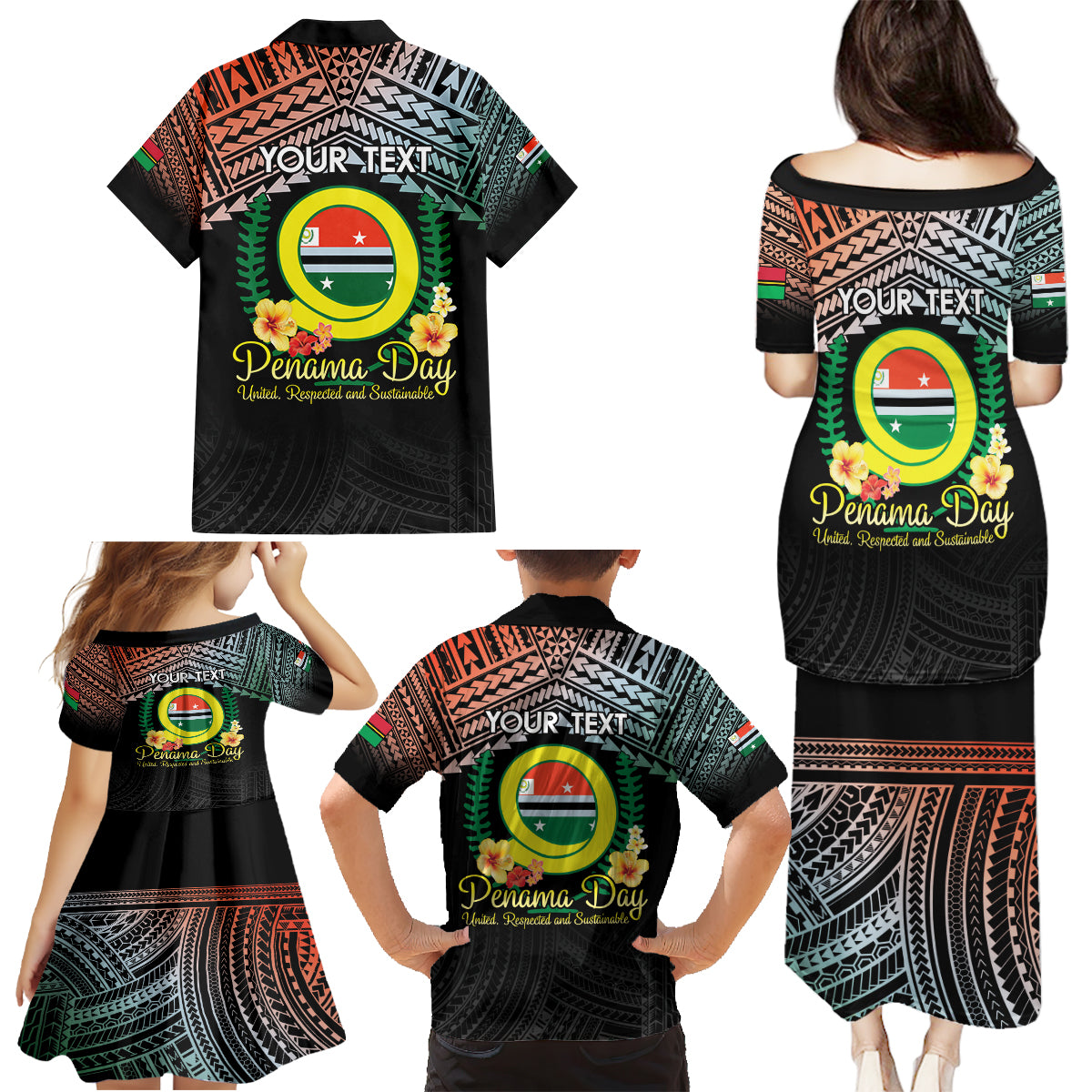 Personalised Penama Day Family Matching Puletasi and Hawaiian Shirt Vanuatu Provinces Polynesian Pattern LT14 - Polynesian Pride
