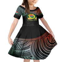 Personalised Penama Day Family Matching Summer Maxi Dress and Hawaiian Shirt Vanuatu Provinces Polynesian Pattern LT14 Daughter's Dress Black - Polynesian Pride