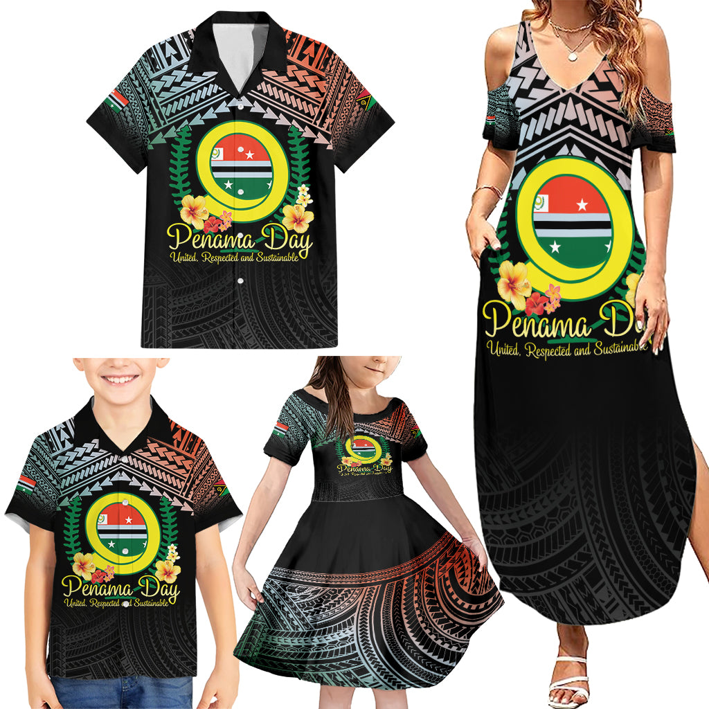 Personalised Penama Day Family Matching Summer Maxi Dress and Hawaiian Shirt Vanuatu Provinces Polynesian Pattern LT14 - Polynesian Pride