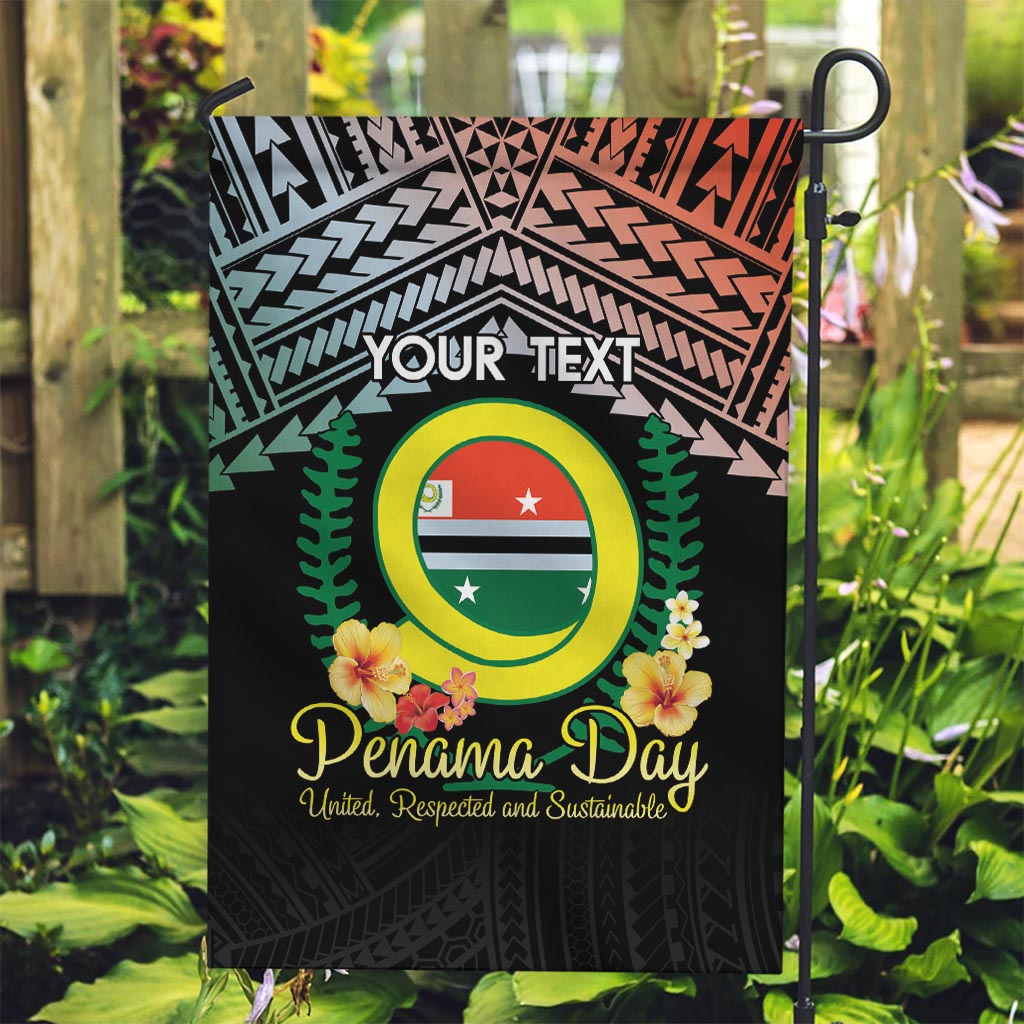 Personalised Penama Day Garden Flag Vanuatu Provinces Polynesian Pattern LT14 Garden Flag Black - Polynesian Pride