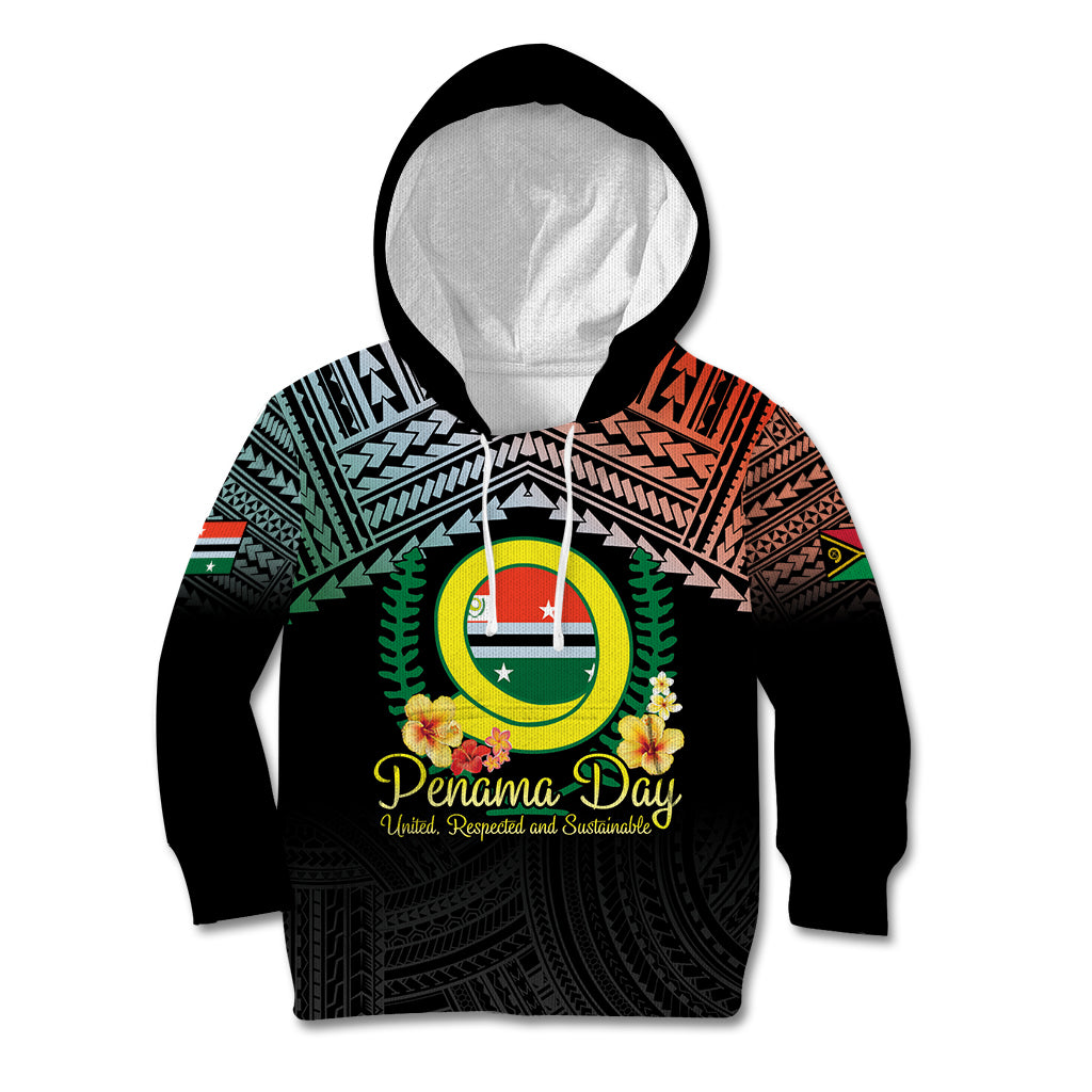 Personalised Penama Day Kid Hoodie Vanuatu Provinces Polynesian Pattern